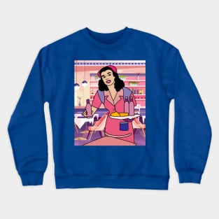 Retro Waiter Bartender With Drinks Crewneck Sweatshirt